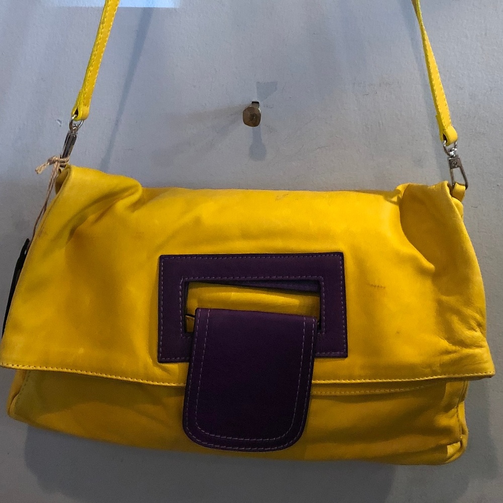Vintage Pelle Purse Yellow & Purple